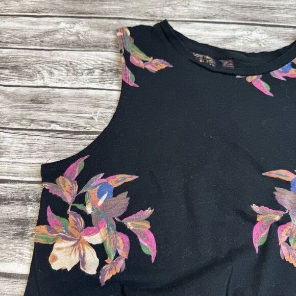 ANA A New Day Women's Twist Front Black Multicolor Floral Tank Top M Med Medium - Picture 4 of 12